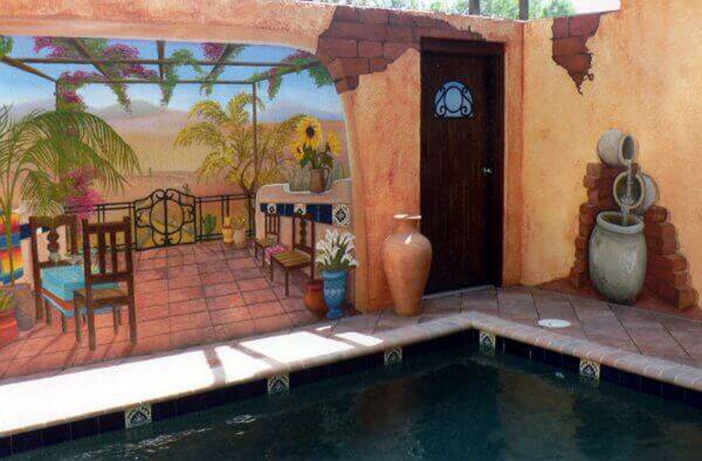 Mexican-Trompe-LOeil-Pool-Area