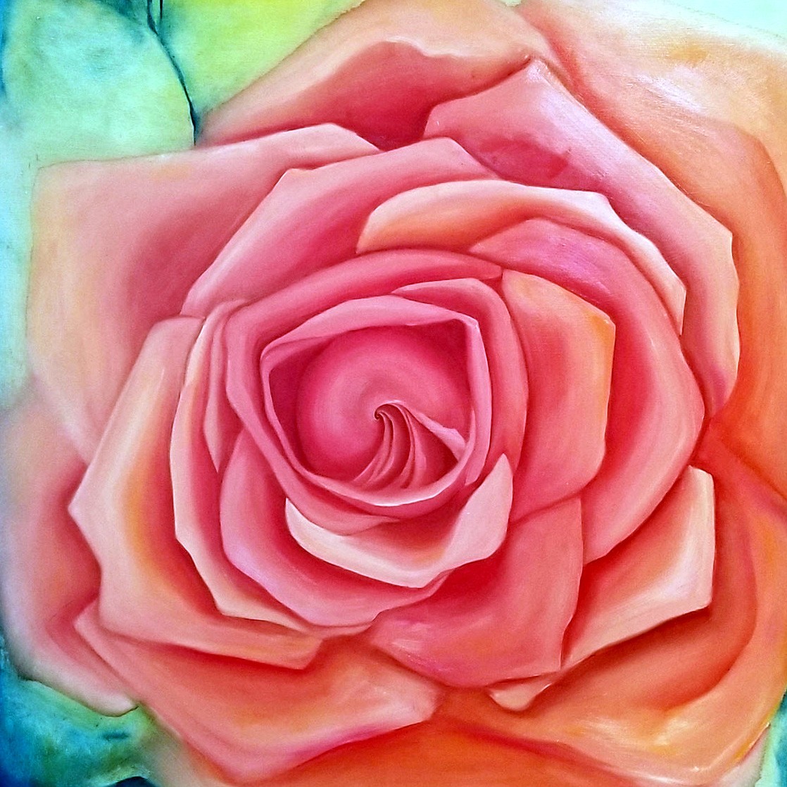 BLUE HYDRANGEA.  30” X 30”